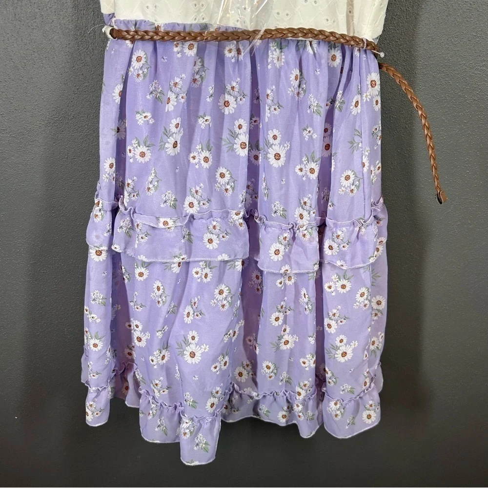 Knit Works Girls Eyelet Lavender Floral Dress
